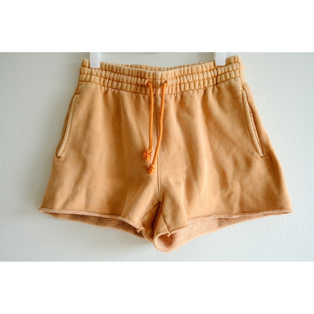 TNA Cozy‎ Fleece Boyfriend Shorts XS Orange Drawstring Lounge Wellness-core